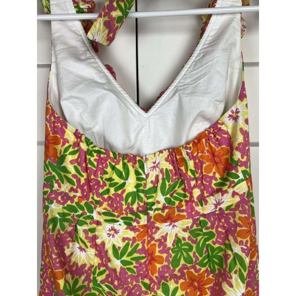 Lilly Pulitzer Ruffle Halter Dress Floral Pink Green Orange Cotton Lined Size 0 - Picture 6 of 11